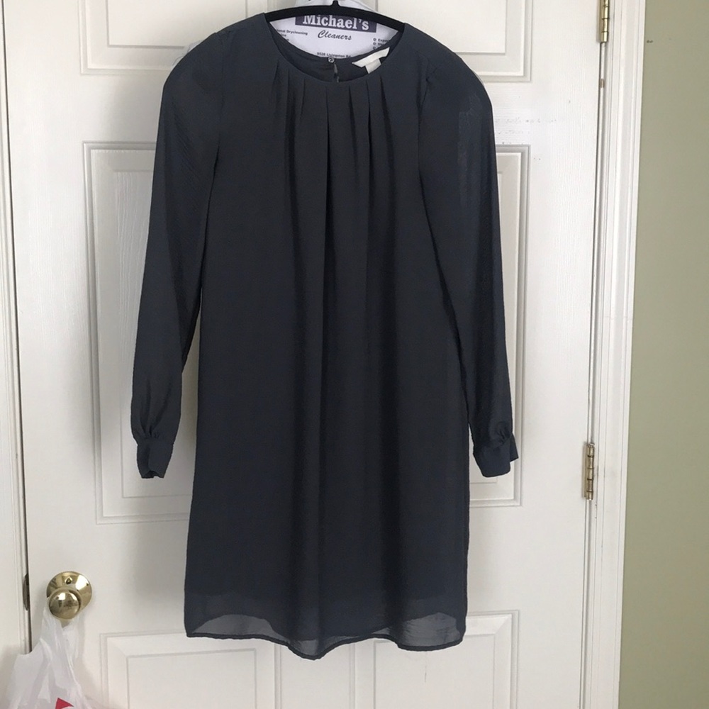 Grey Long Sleeved Shift Dress